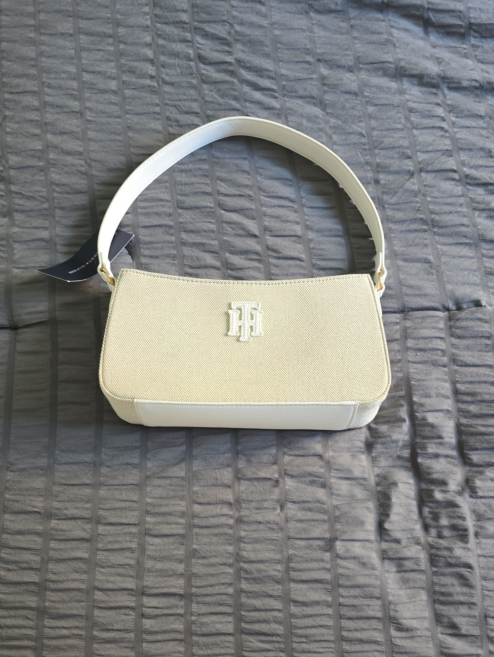 Tommy Hilfiger Ivory Shoulder Bag with Top Handle